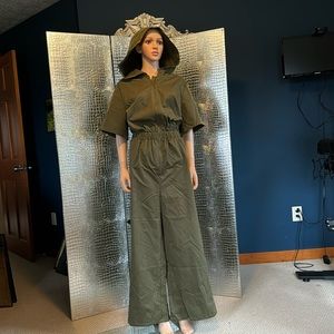 NWT Army Green Jumpsuit with Hood